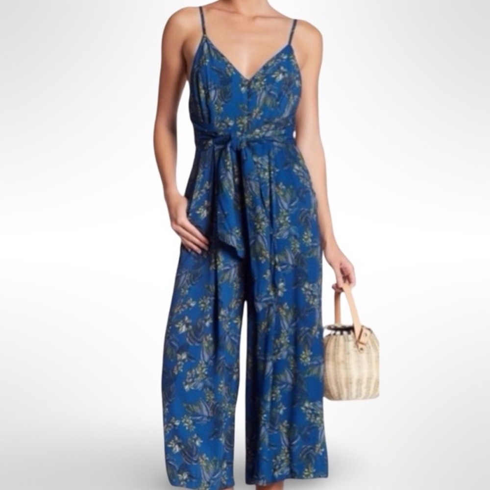 Free People Blue Floral Jumpsuit